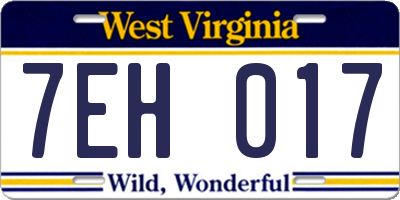 WV license plate 7EH017