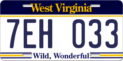 WV license plate 7EH033