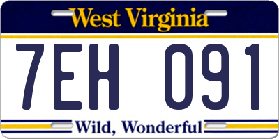 WV license plate 7EH091