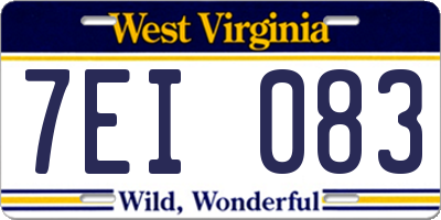 WV license plate 7EI083