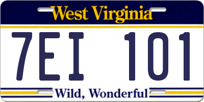 WV license plate 7EI101