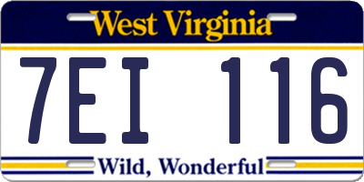 WV license plate 7EI116