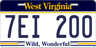 WV license plate 7EI200