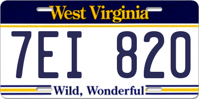 WV license plate 7EI820