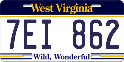 WV license plate 7EI862