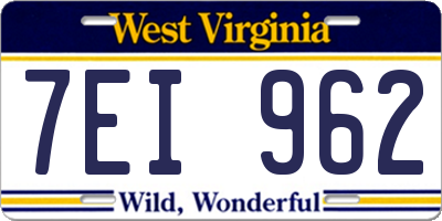 WV license plate 7EI962