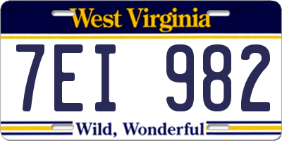 WV license plate 7EI982
