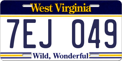 WV license plate 7EJ049