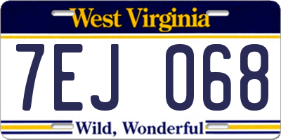 WV license plate 7EJ068