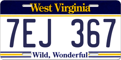 WV license plate 7EJ367