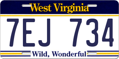 WV license plate 7EJ734