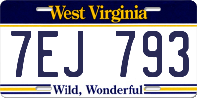 WV license plate 7EJ793
