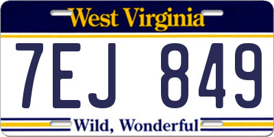 WV license plate 7EJ849