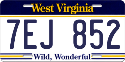 WV license plate 7EJ852
