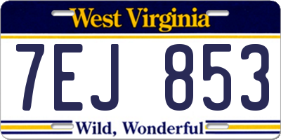 WV license plate 7EJ853