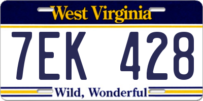 WV license plate 7EK428