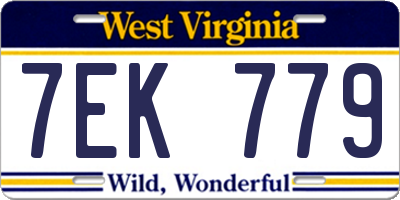 WV license plate 7EK779