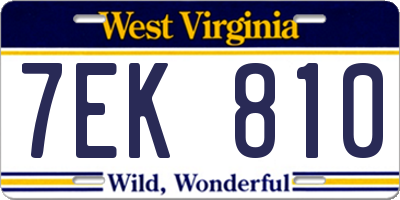 WV license plate 7EK810
