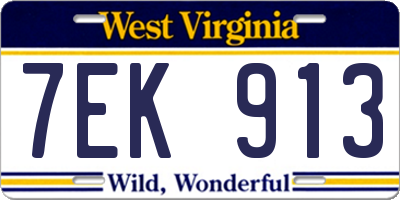WV license plate 7EK913