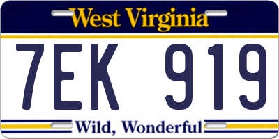 WV license plate 7EK919