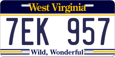 WV license plate 7EK957