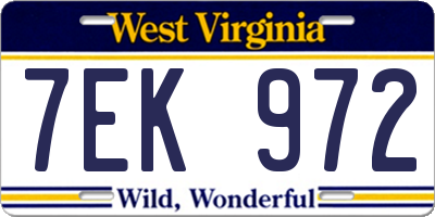 WV license plate 7EK972