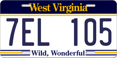 WV license plate 7EL105