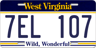 WV license plate 7EL107