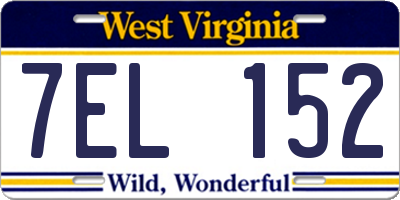 WV license plate 7EL152