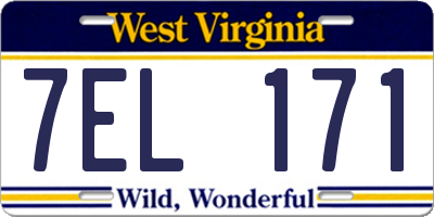 WV license plate 7EL171