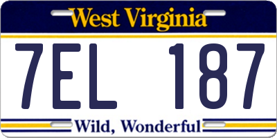 WV license plate 7EL187