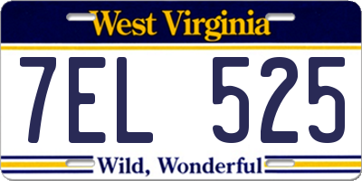 WV license plate 7EL525