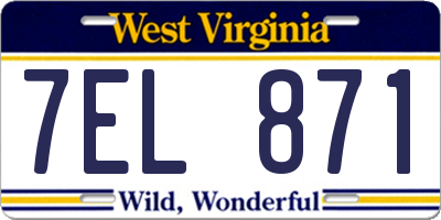 WV license plate 7EL871