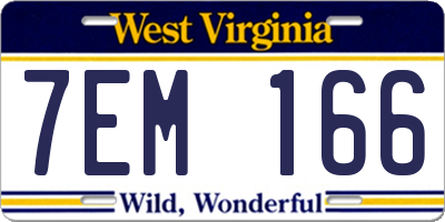 WV license plate 7EM166