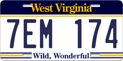 WV license plate 7EM174