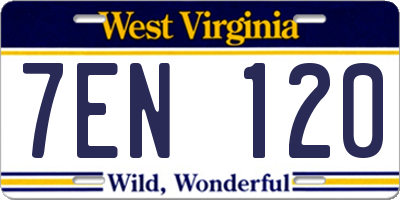 WV license plate 7EN120