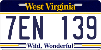 WV license plate 7EN139