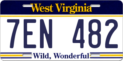 WV license plate 7EN482
