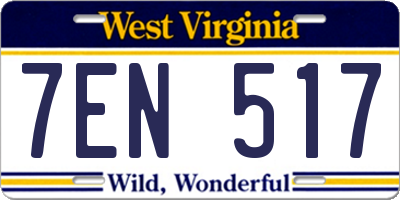 WV license plate 7EN517