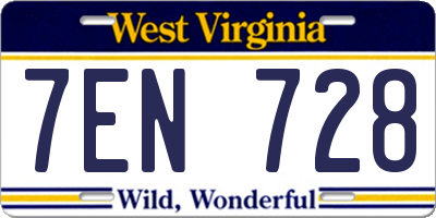 WV license plate 7EN728