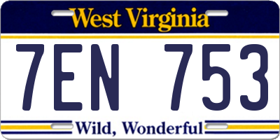 WV license plate 7EN753