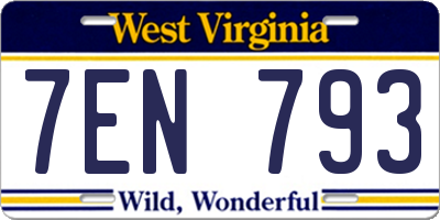 WV license plate 7EN793