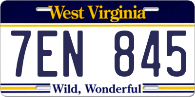 WV license plate 7EN845
