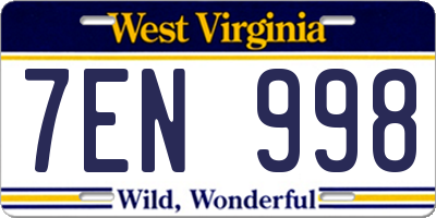 WV license plate 7EN998