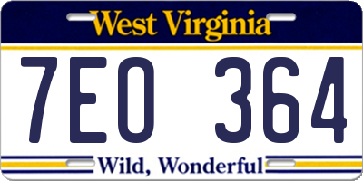 WV license plate 7EO364