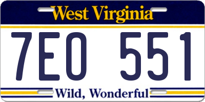 WV license plate 7EO551