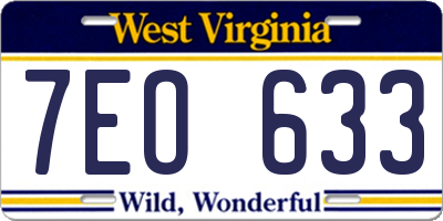 WV license plate 7EO633