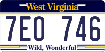 WV license plate 7EO746