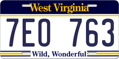 WV license plate 7EO763