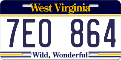 WV license plate 7EO864